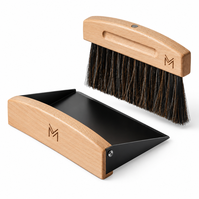 MUVNA Magnetic Coffee Grounds Cleaning Brush & Dustpan Set – Black